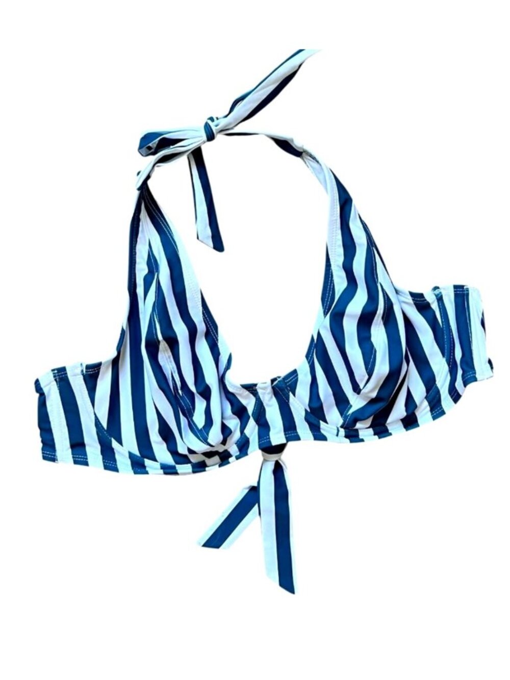 Shapermint NEW Bikini Top In Blue & White Stripe Size XL